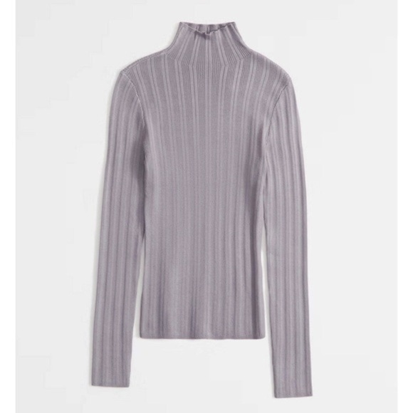 A&F Ribbed Viscose Blend Mock Neck‎ Sweater Dusty Lavender XS - Picture 1 of 7